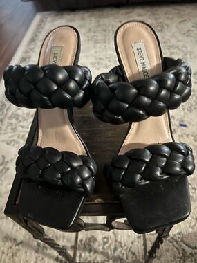 Steve Madden Black Braided Double-Strap Mules